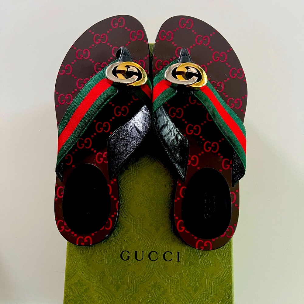 Gucci Kika Web Thong Sandals s37